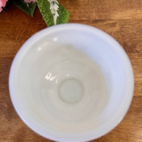 Vintage Milk Glass Ivy Vine Pedestal Planter Heart Pattern Vase White Footed Gla - Picture 8 of 8